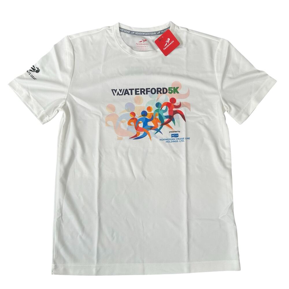 Headsweats Men's Performance T Shirts White Waterfords 5K Size S